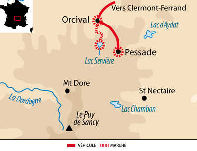 carte Massif Central - Rando raquettes sur les pentes des volcans d'Auvergne FBLAWEHI