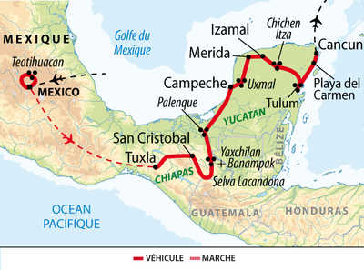 carte Mexique - Trilogie Mexico, Chiapas et Yucatan UMCHYU