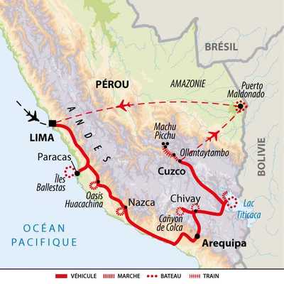Carte Pérou - Des Andes à l'Amazonie - UPAXAM