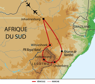 Carte QSUTREK Afrique du Sud Drakensberg et Lesotho