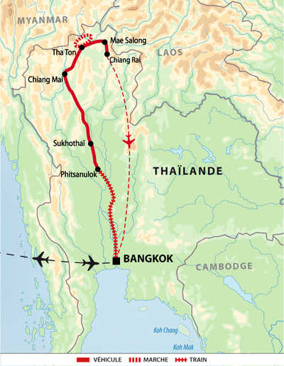 Carte Thaïlande - Balade en Thaïlande du Nord ATHAN