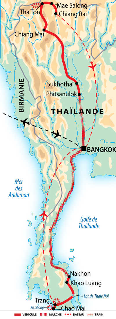 Carte Thaïlande - Découverte de la Thaïlande du Nord au Sud ATHAI