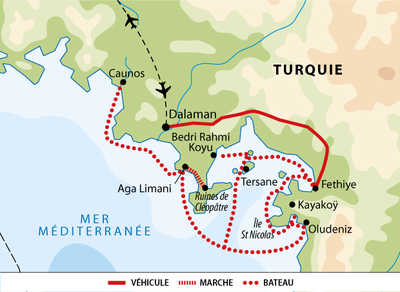 carte Turquie - Caïque et rand'eau turquoise en Lycie TBAT8