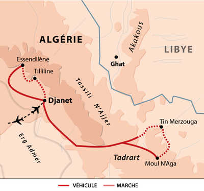 Carte Voyage Algérie Tadrart Essendilène