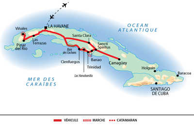 Carte voyage Cuba decouverte