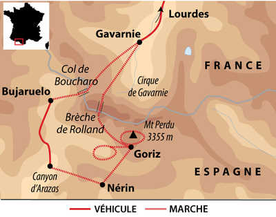 Carte voyage dans les Pyrénées en France