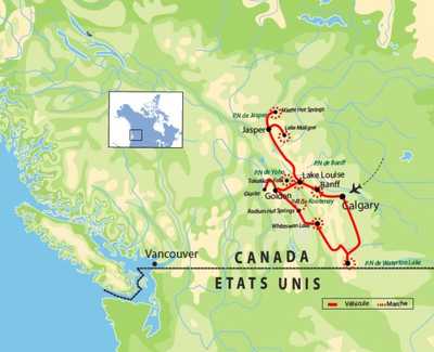 Carte : Voyage dans l'Ouest canadien