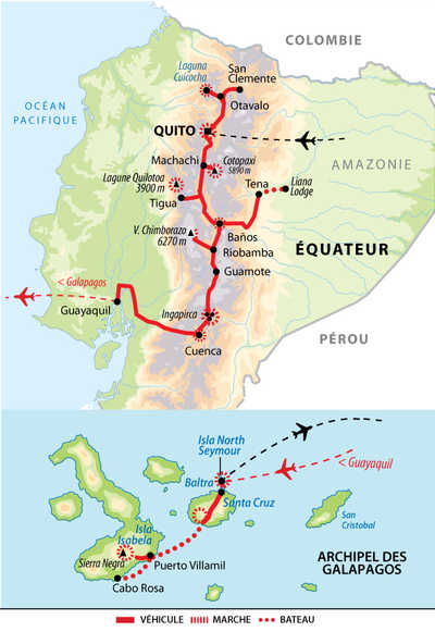 Carte voyage Equateur Galapagos