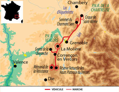 Carte voyage France Alpes Chartreuse Vercors