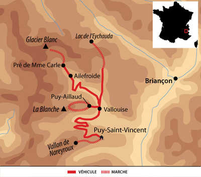 Carte voyage France Alpes Parc des Ecrins