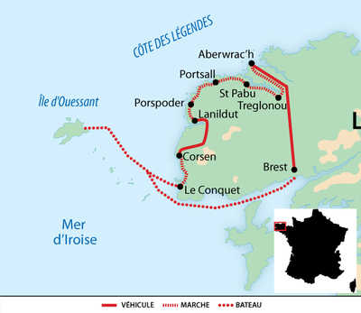Carte voyage France Bretagne Aber Wrac'h Ouessant