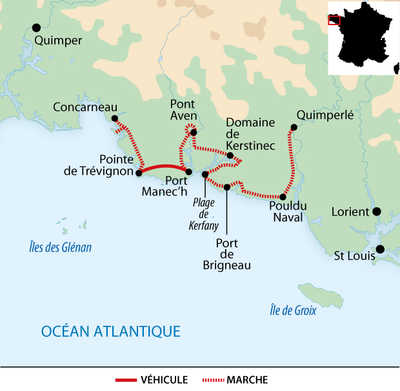 Carte voyage France Bretagne Concarneau Quimperle Liberte