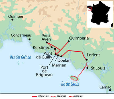 Carte voyage France Bretagne Cornouailles Île de Groix