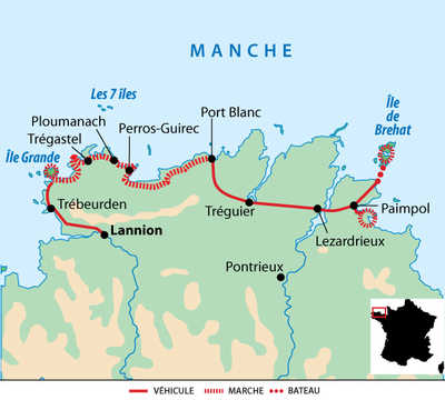 Carte voyage France Bretagne côte de Granit Rose île de Brehat