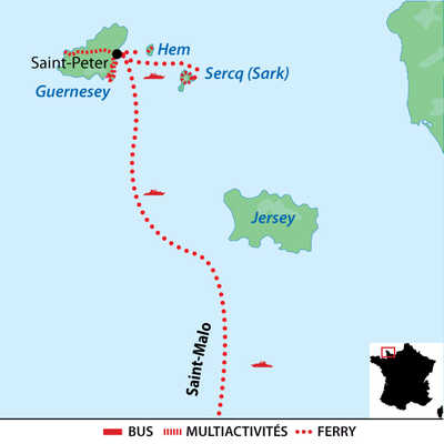 Carte voyage France Bretagne Guernesey Famille Liberte