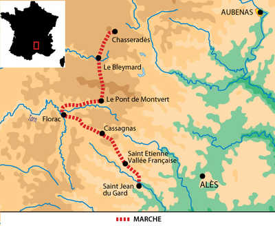 Carte voyage France Massif Central Chemin de Stevenson Partie 2