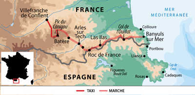 Carte voyage France Pyrenees Villefranche Banyuls