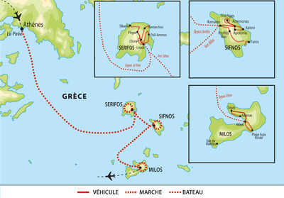 Carte voyage Grece Cyclades Liberte Serifos Sifnos Milos