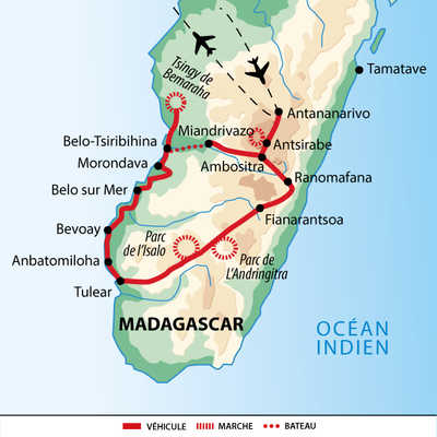 Carte Voyage Madagascar Ouest Hautes Terres Ocean indien