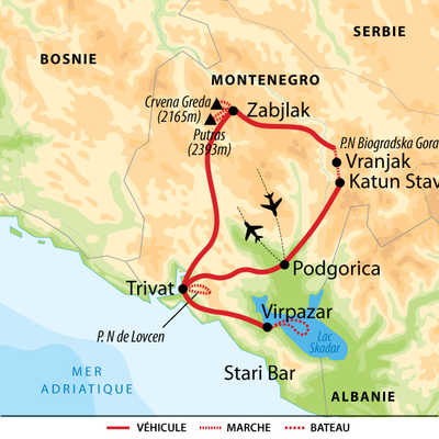 Carte voyage Montenegro Trek