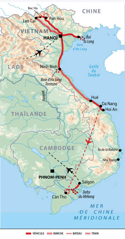 Carte Voyage Vietnam Nord Sud