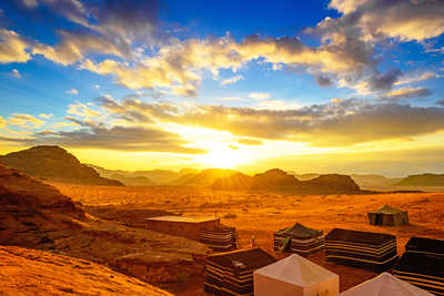 Coucher de soleil au campement dans le Wadi Rum