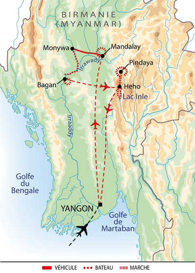 Itinéraire de l'essentiel de la Birmanie