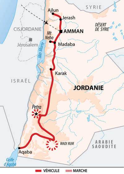 Itinéraire de l'essentiel de la Jordanie