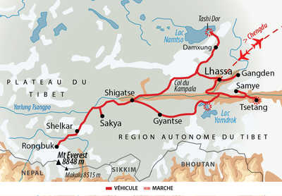 Itinéraire de voyage au Tibet