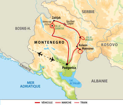 Itinéraire du trek du Monténégro