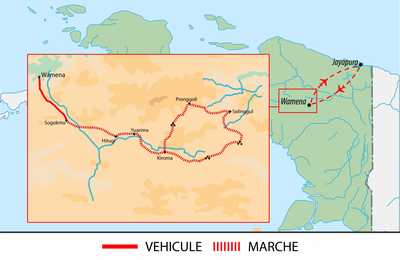 Itinéraire du trek en Papouasie occidentale