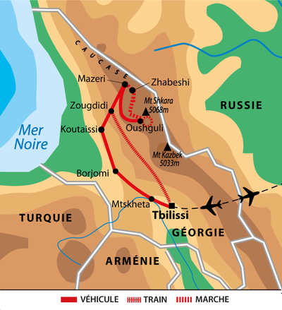 Itinéraire du trek en Svanétie