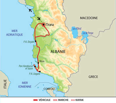 Itinéraire entre mer Adriatique et mer Ionienne