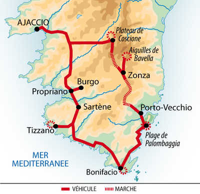 Itinéraire sur les routes de la Corse du Sud