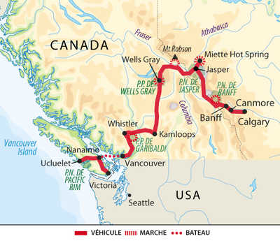 Carte : voyage au Canada
