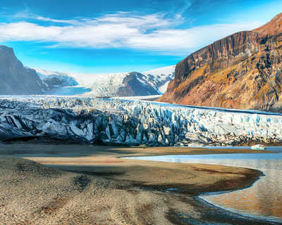 Glacier de Skaftafellsjokull dans le parc national de Skaftafell en Islande