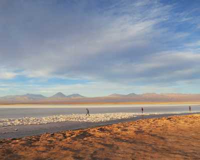 Lagune et volcans du désert d'Atacama