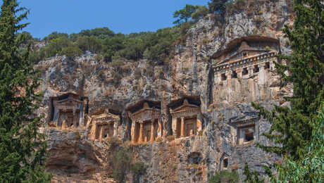 Anciennes tombes lyciennes, Ruines de Caunos, Turquie