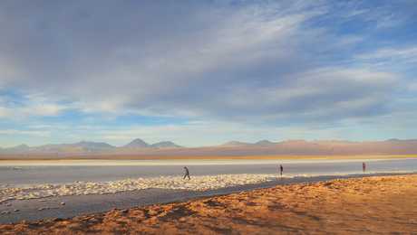 Lagune et volcans du désert d'Atacama