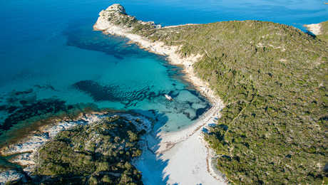 Vue aérienne du Désert des Agriates, Haute Corse