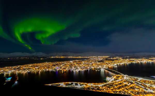 Aurore boréale au dessus de Tromso, en Norvège