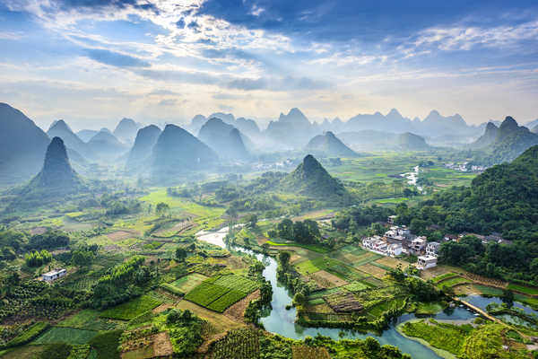 Rivière Li et montagnes de Guilin, Guangxi, Chine