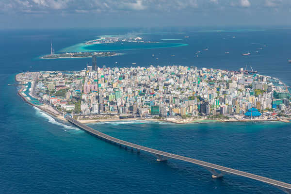 Vue aérienne de Malé aux Maldives