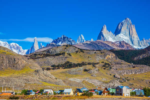 Vue sur le village d'El Chaltén en Argentine, Patagonie