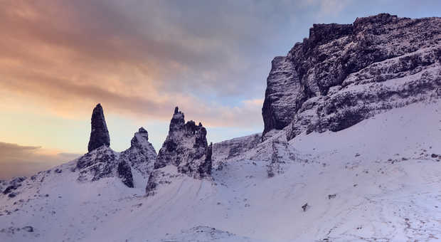 Old Man of Storr, Ile de Skye enneigée