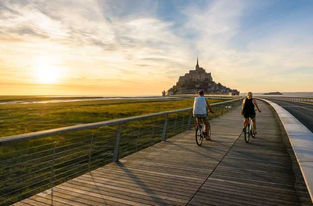 A vélo face aux Mont Saint Michel