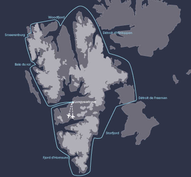 Carte de la croisière en voilier au Spitzberg CSVOIL12