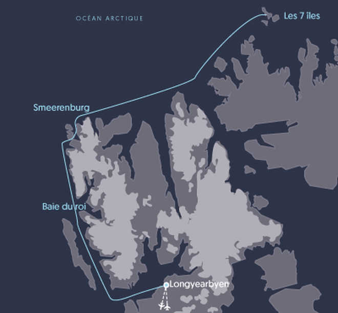 Carte de la croisière en voilier au Spitzberg CSVOIL13