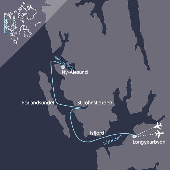 Carte du séjour ski de randonnée et voile au Spitzberg
