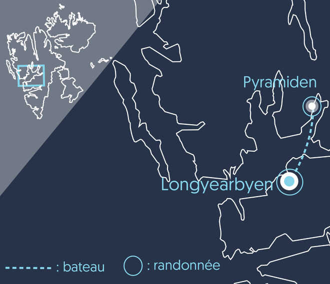 Carte du Trek découverte au Spitzberg © 66 Nord Carte du Trek découverte au Spitzberg